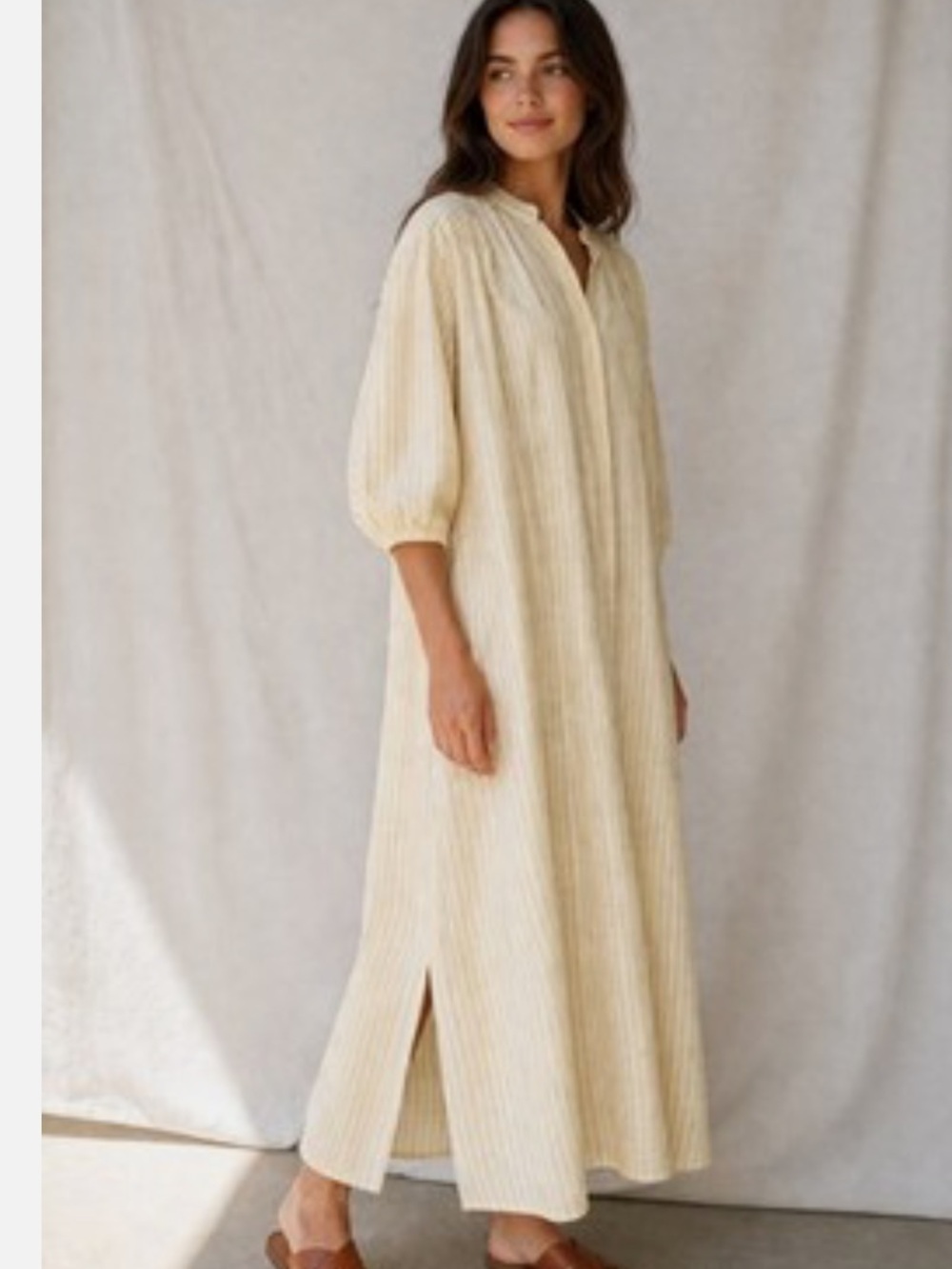 Tory Burch Yellow and White Striped Maxi Dress XL